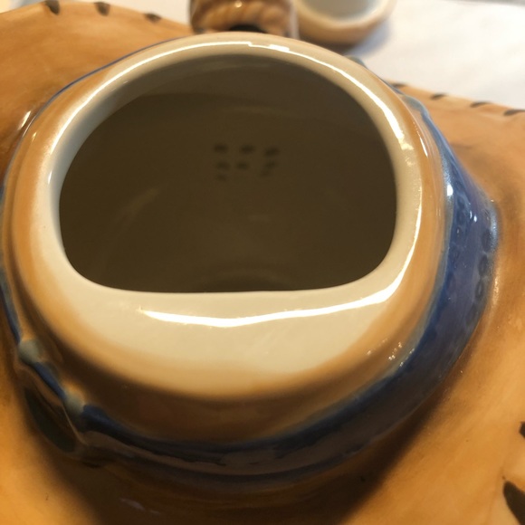 Unique Porcelain Cowboy Coffee Pot Red Bandana Whimsical China Teapot - Picture 8 of 11